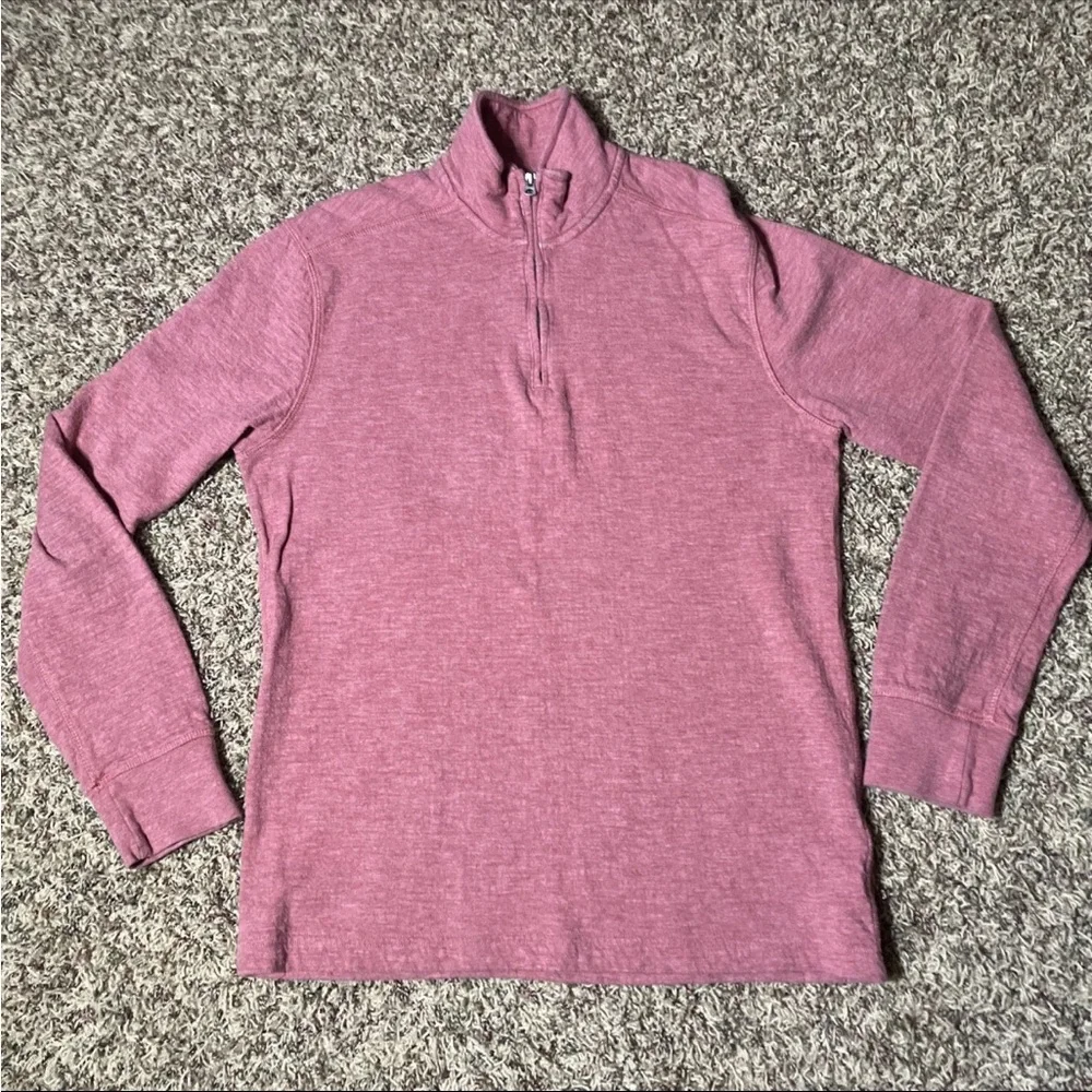 J.Crew Sweater Mens M Pink Knit Goods Pullover 1/4 Zip 100% Cotton Long Sleeve